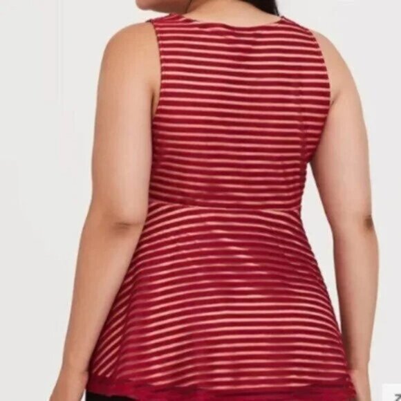 Torrid peplum striped sleeveless blouse top - Picture 2 of 6